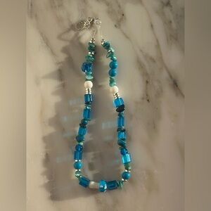 Ocean Blue Mushroom Necklace | Wrap around Bracelet